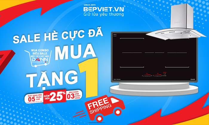 Mua 1 tặng 1 - Tặng kèm máy hút mùi khi mua bếp từ Dann cao cấp