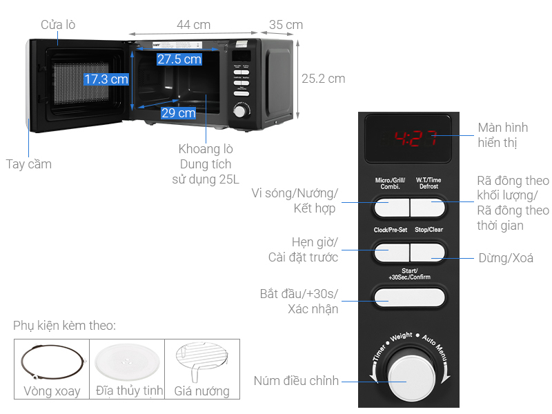 Lò vi sóng để bàn Kaff KF - AM825TB
