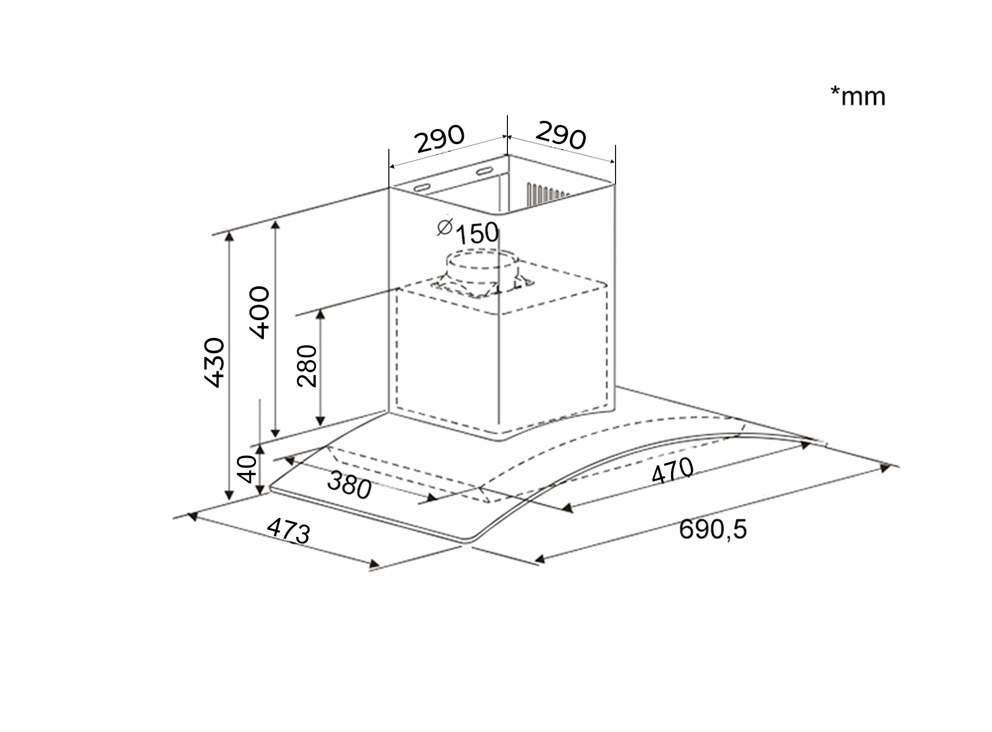 Máy hút mùi Dann DA70XB