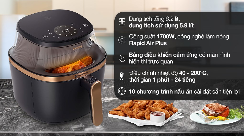 Nồi chiên không dầu Philips NA332/00 6.2 lít