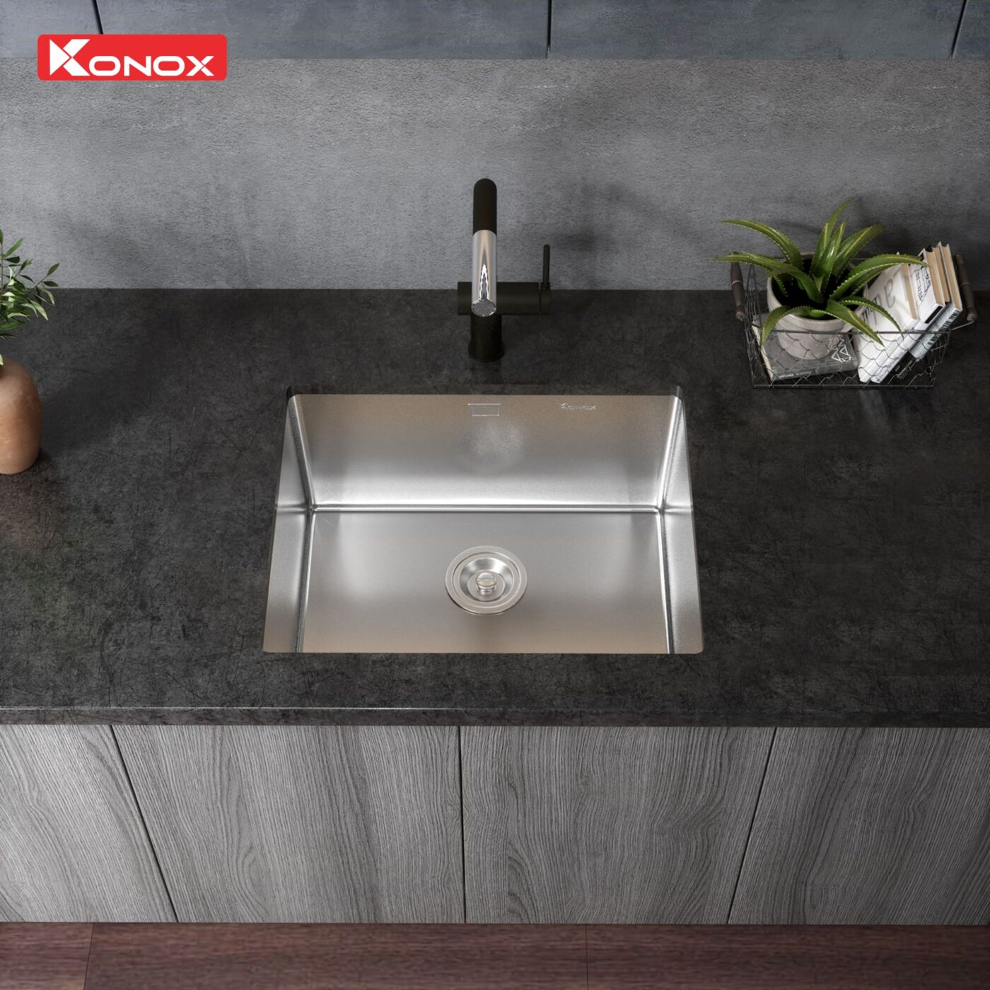  Chậu rửa bát phong cách Nhật bề mặt mịn Konox Tari 500SM