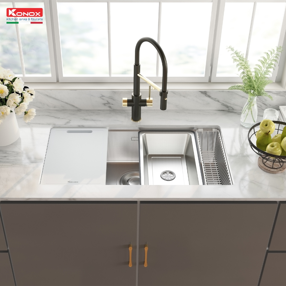 Chậu rửa bát chống xước phong cách Nhật Konox TARI 8748SR