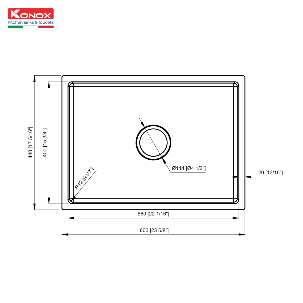 Chậu rửa bát 1 hố chống xước Konox KN6044SU Dekor
