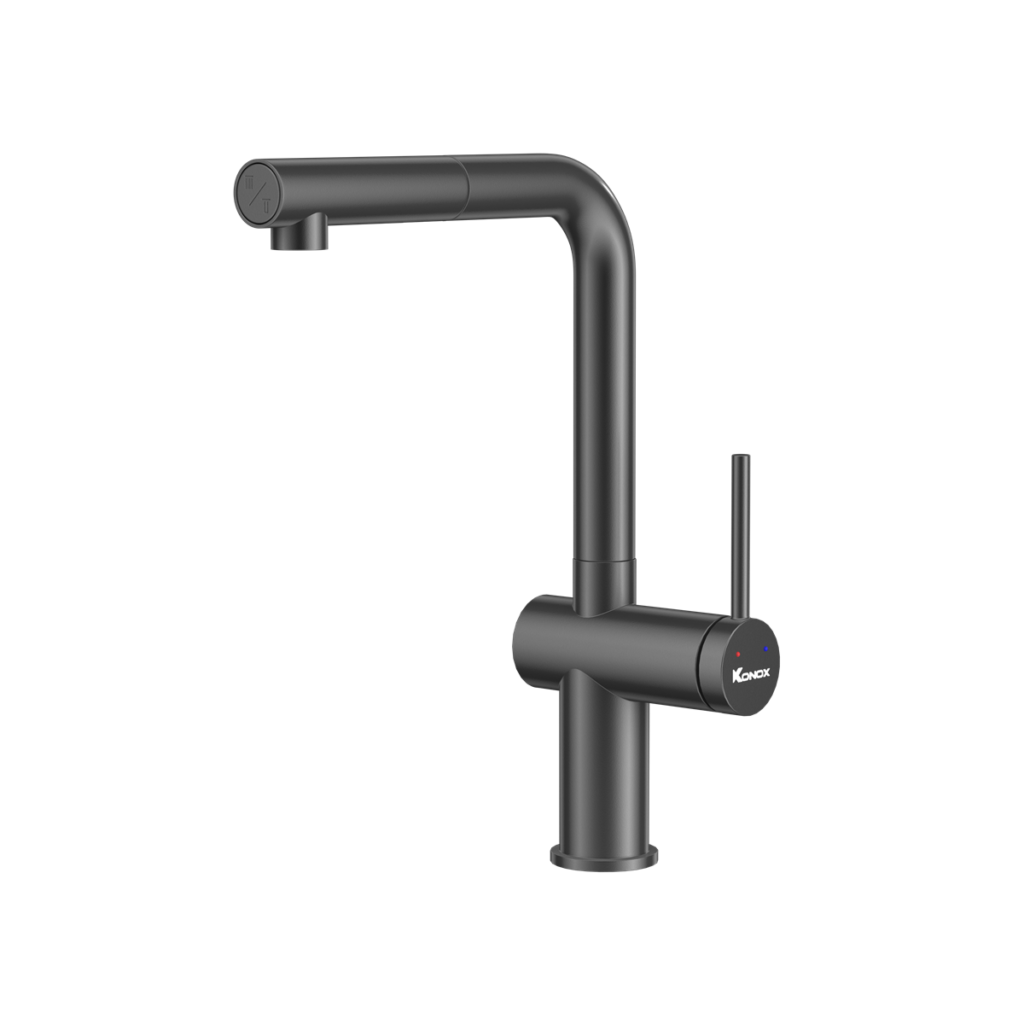 Vòi rửa bát dây rút Konox Stream Smart Gun Metal