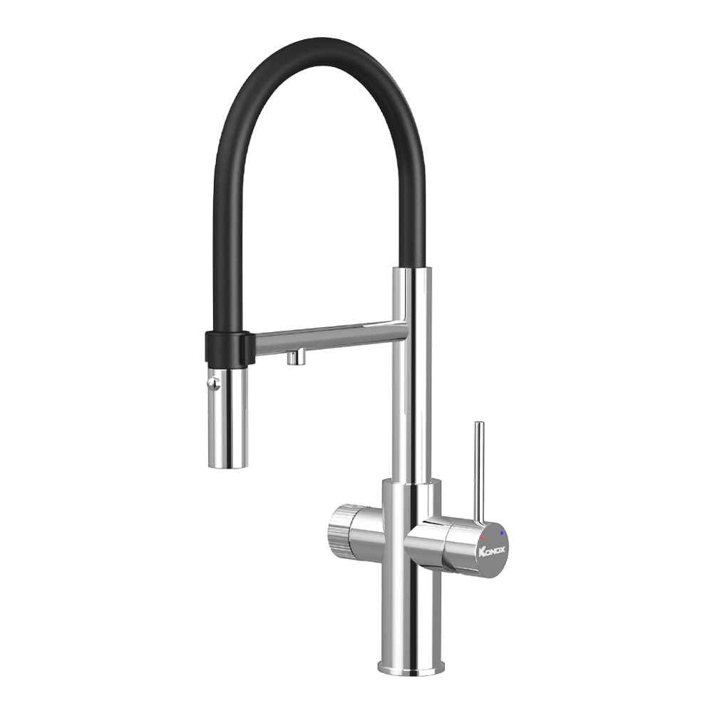  Vòi rửa bát thân mềm 3 đường nước Konox Combi Chrome