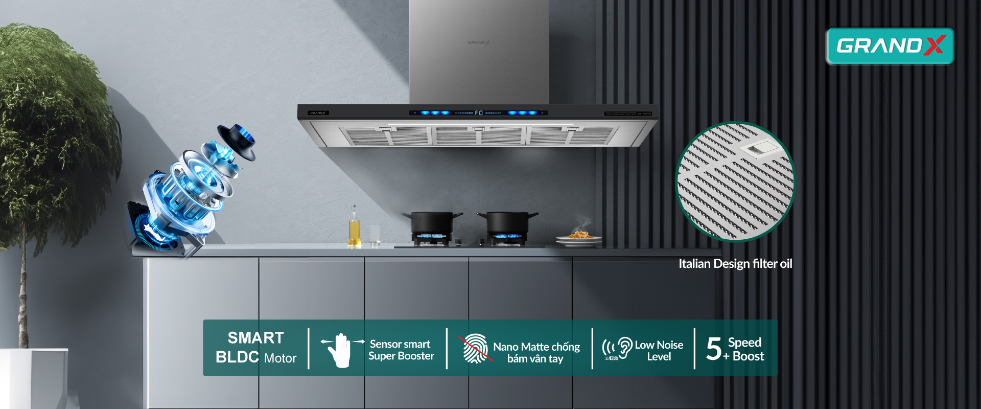 Máy hút mùi Grandx GX H70T78B