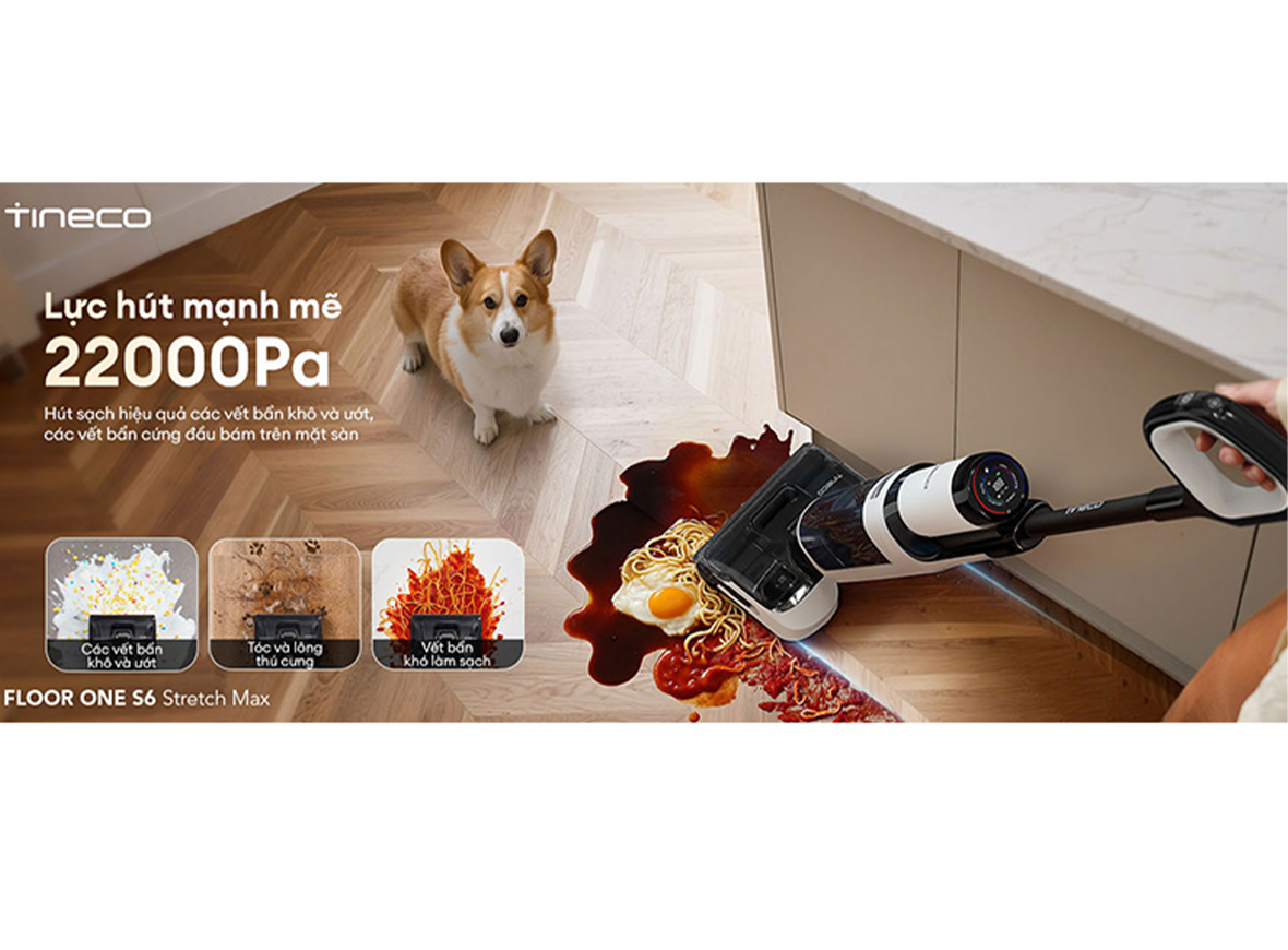 Máy hút bụi lau sàn khô ướt Ecovacs Tineco FLOOR ONE S6 Stretch Max