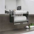 Giá để bát đĩa nâng hạ Eurogold inox SUS304 khung màu ghi EVI180G (EVI980G)