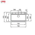 Chậu rửa bát đá Konox Granite Sink Terra 790S Grey