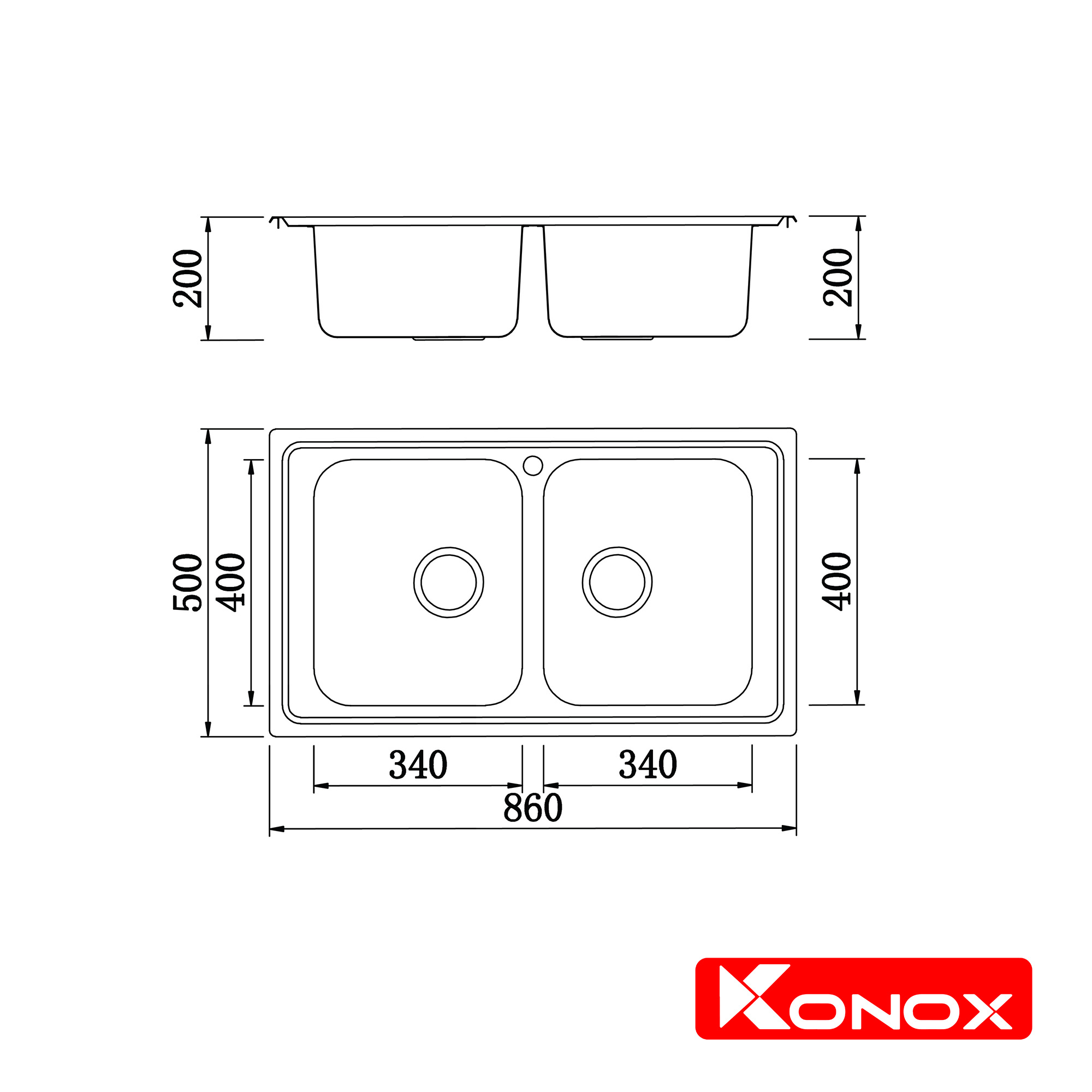 Chậu rửa bát Konox European sink Premium KS8650 2B