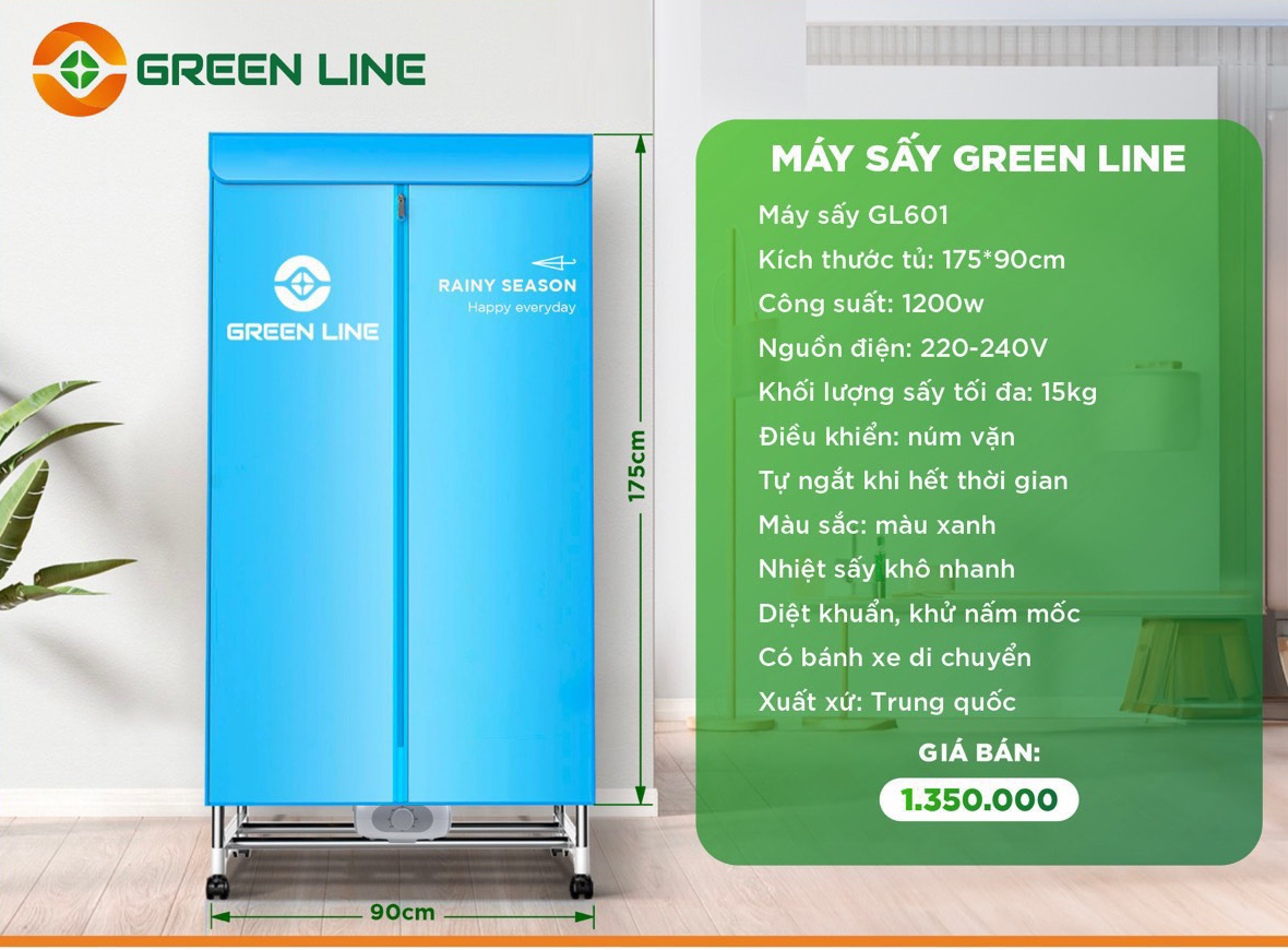 Máy sấy quần áo Green Line GL601